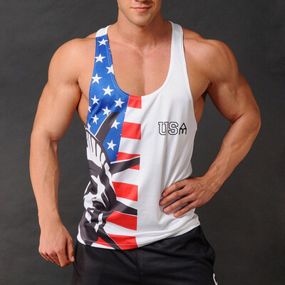 

Toponeto Mens Print Fitness Sport Slim Fit Vest Sleeveless Top Short Shirt Blouse