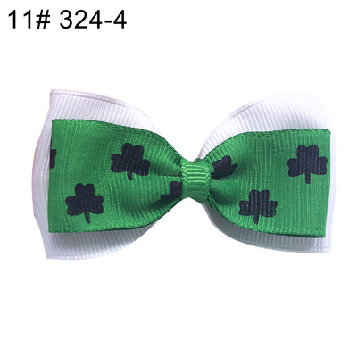 

12Pcs Lovely Saint Patricks Day Shamrock Girls Hair Clip Bow Hairpin Headwear