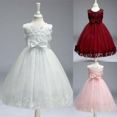 

Toddler Kid Baby Girl Formal Pageant Floral Lace Tulle Sleeveless Party Wedding Princess Dress Dresses