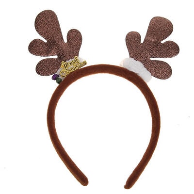 

Adults Kids Cute Glitter Elk Horn Bell Christmas Headband Party Hairband