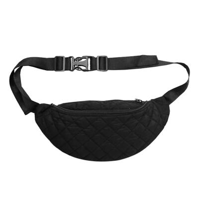 

Solid Color Lattice Shoulder Women Waist Fanny Belt Packs Nylon Chest Bags