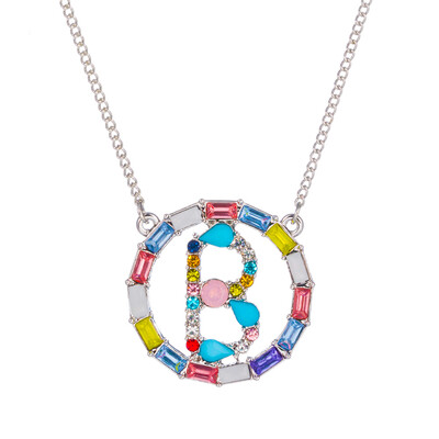 

Fashion Gold Silver Style Cubic Zirconia A-Z Initials Letter Pendant Necklaces