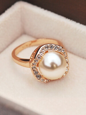 

Fashion imitation pearl index finger ring simple ornament