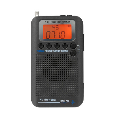 

HanRongDa HRD-737 Portable Full Band Radio Aircraft Band Receiver FMAMSW CBAirVHF World Band with LCD Display Alarm Clock