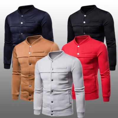 

Men&39s Winter Slim Casual Warm Sweatshirt Button Cardigan Coat Soild Color Jacket Outwear