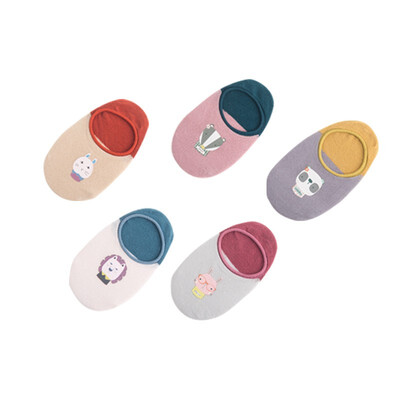 

EBUFANG 5 pairs childrens socks summer thin baby invisible boat socks cute cartoon animal girl socks 1-8 years old 8971