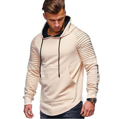 

Mens Slim Fold Long Sleeve Hoody Hoodies Jumper Pullover T Shirts Hood Tee Tops