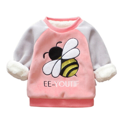 

Winter Kids Baby Girl Boy Coat Cartoon Bee Printing Sweatshirts Casual Toddler Thicken Coat Long Sleeve Outerwear