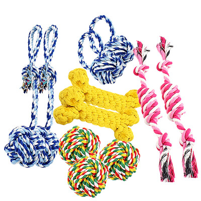 

HANHANLEYUAN dog toy pet cotton rope bite five-piece interactive Frisbee training screaming chicken dog molars interactive set color random