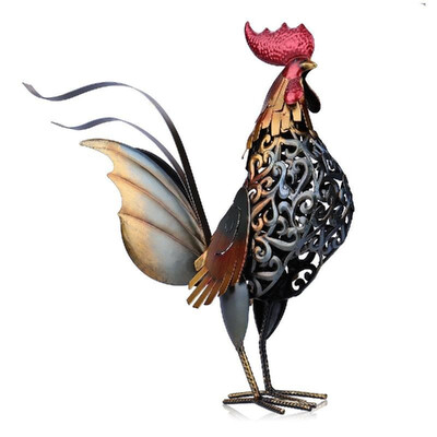 

TOOARTS Metal sculpture Carved iron rooster Home furnishing articles Artwork