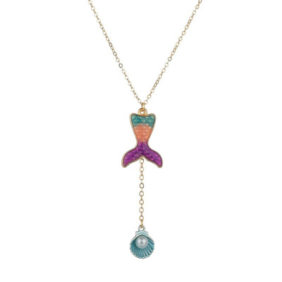

Sea Shell With Pearll Pendants&Necklace Mermaid Pendant Necklace For Women New Summer Jewelry Female Handmade Necklace Gifts