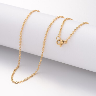 

304 Stainless Steel Necklace Making Cable Chains with Lobster Clasps Golden 1969"500mm 2mm