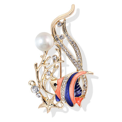 

Colorful Tropical Fish Artificial Crystal Colorful Rhinestone Blue Fish Brooches Cute Animal Party Weddings Banquet Brooches