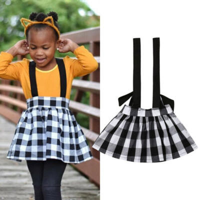 

Casual Toddler Infant Kids Baby Girl Checks Suspender Skirts Overalls Outfits US