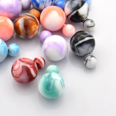 

Resin Beaded Ball Ear Studs with Steel Pins Mixed Color 24x8155mm Pin 07mm