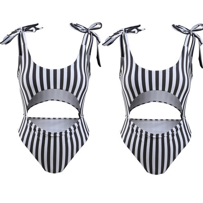 

Saidsome Striped Women Swimwear Sexy Lace Up One Piece Swimsuit Backless Bathing Suit diving suit diving water diving mask