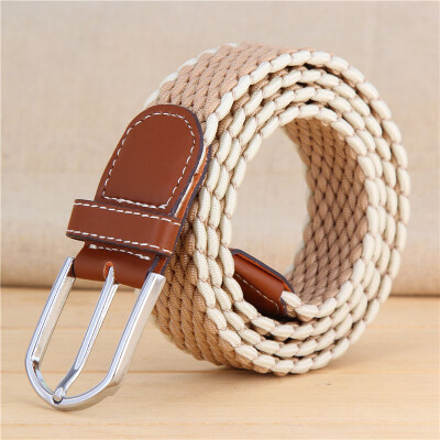 

New elastic force weaving Unisex belt fashion stripe canvas Alloy pin buckle Men belt casual simple Men&Women cowboy belt