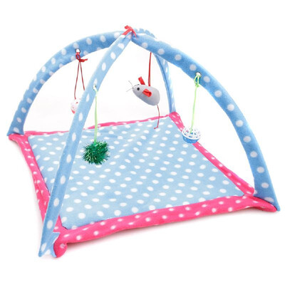 

Cat Play Mat Cat Tent Activity Center with Hanging Toys Pad for Dogs Puppy Cats Indoor Outdoor Foldable