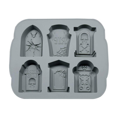 

3D Tombstone Shaped Ice Cube Tray Maker Silicone Ice Cube Mold 6-grid Ice Mould with Lid for Bar Party DIY Ice Cream Tools