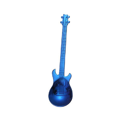 

304 stainless steel guitar spoon coffee spoon stirring spoon titanium ice bar music bar spoon creative gift spoon blue