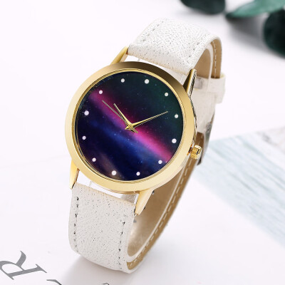 

〖Follure〗Women Fashion Starry Sky Leather Band Analog Quartz Round Wrist Watch Watches BK