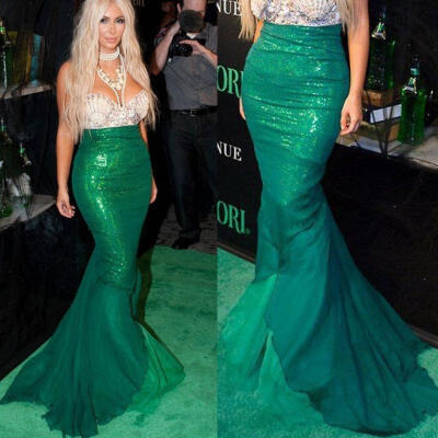 

Sexy Mermaid Ladies Halloween Costume Fancy Party Sequins Maxi Dress Tail Skirt