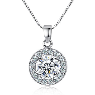 

Luxury Design AAA Cubic Zirconia Necklace For Women Bridal Silver Chain Rhinestone Crystal Wedding Necklaces Pendants Jewelry