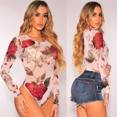 

Women Sexy Long Sleeve Bodycon Bandage Bodysuit Jumpsuit Slim Short Romper
