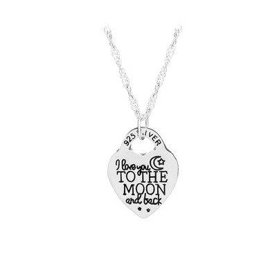 

Message Day I Pendant&Moon Cute Real Silver Jewelry To Heart Love Back High Quality The Sterling Fine You Hot Excellent