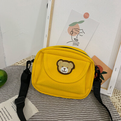 

Fashion simple wild Messenger bag 2019 new cute bear canvas bag casual cartoon girl shoulder bag