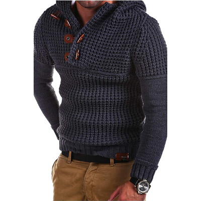 

Men\s High Quality Design Fashion Hooded Solid Color Sweater
