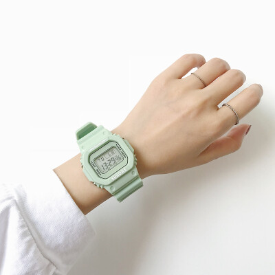 

Ins Super Fire Electronic Watch Female Student Tea Green Square Harajuku College Style Korean version Cool Green