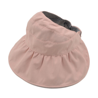 

Double Sided Summer Kids Sun Hat With Ponytail Hole Girls Cotton Lightweight Wide Brim Beach Cap 2-5T