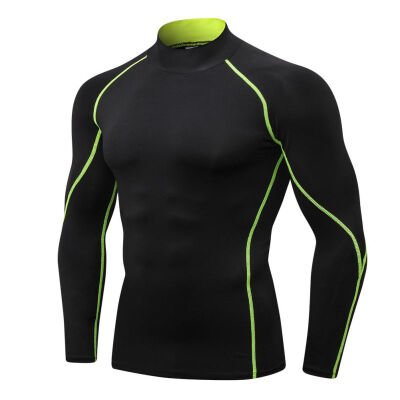 

Men Long Sleeve Speed Dry T-Shirts Fitness High Collar Sports Running Training High-elastic Tight-fitting Tops