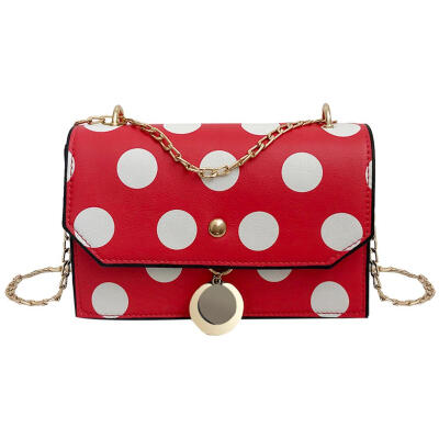 

Contrast Color Dots Clutch Women Flap Shoulder Messenger Leather Chain Bags