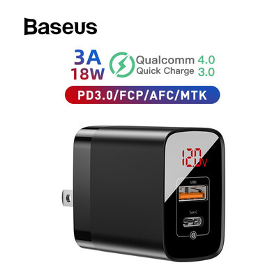 

Baseus PPS Digital Display 18W quick Charger for iPhoneHUaweiSamsung portable wall charger for travel