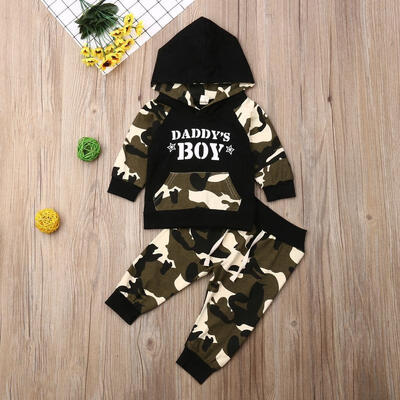 

Toddler Kids Baby Boy 2Pcs Outfits Sets Hooded Tops Pants Camouflage Tops Hot