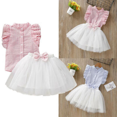 

Infant Kids Baby Girl Plaid Floral Top T-ShirtSkirt Dress Outfit Clothes 2PCS