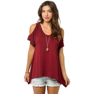 

Summer Women Off Shoulder Shirt Casual Loose T-shirts Soft Cotton Tops