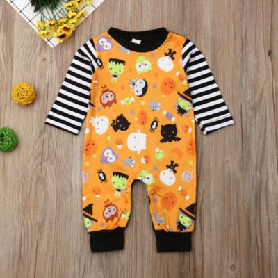 

Toddler Baby Boy Girl Halloween Romper Long Sleeves Fall Jumpsuit Holiday Outfit