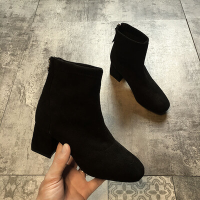 

Retro Martin Boots Female Autumn&Korean Back Zipper Rough heel&High heel Uzzang Suede Shoes