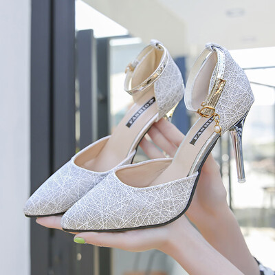 

Shoe children spring&summer Korean version of the 100-set single-shoe tip-toe-thin heel strap heels