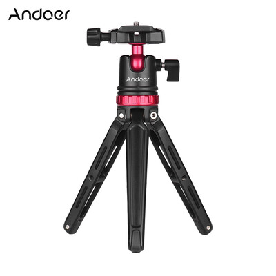 

Andoer Aluminium Alloy Mini Desktop Tabletop Tripod with Panoramic Ball Head Ballhead Quick Release Plate Bubble Level 14 Inch Sc