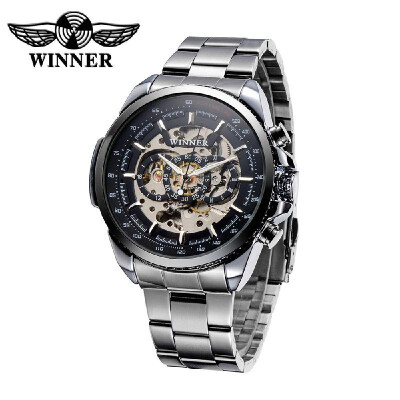 

WINNER Hollowed-out Semi Automatic Mechanical Watch High Quality Business Style Watch Luxury Hand-winding Man Wristwatch