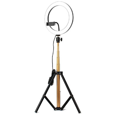 

DC5V 7W LED Light Round Selfie Camera Lamp with Telescopic Tripod USB Powered Operated 10 Levels Adjustable Brightness Dimmable C