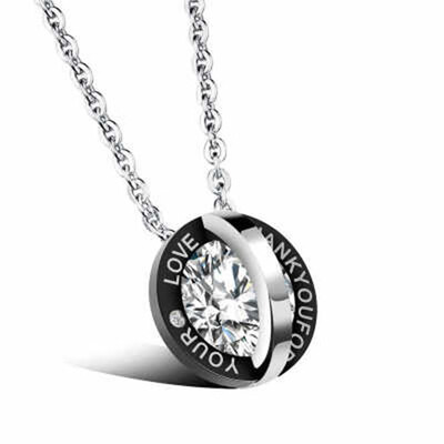

Titanium Steel Engraved Round Eternal Couple Necklaces Lovers Gift New
