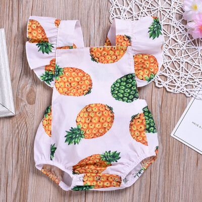 

Newborn Infant Baby Girl Ruffled Fruit Print Romper Bodysuit Playsuit Summer