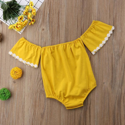 

Newborn Baby Girl Off shoulder Flower Romper Jumpsuits Kid Summer Outfit Clothes