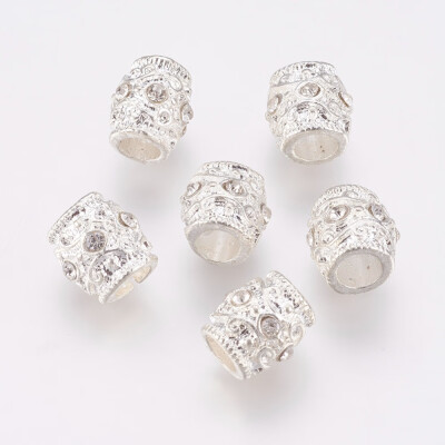 

Alloy European Beads Large Hole Beads with Acrylic Pearl Barrel Silver 11x11x10mm Hole 5mm