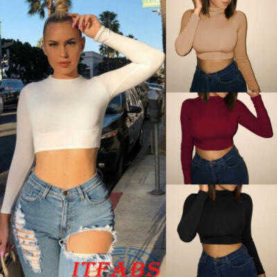 

Women Summer Beach Long Sleeve Blouse T-Shirt Slim Gym Sports Crop Tank Top